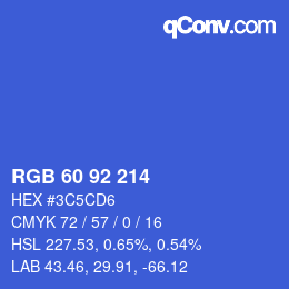 カラーコード: RGB 60 92 214 | qconv.com