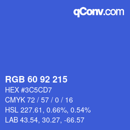 カラーコード: RGB 60 92 215 | qconv.com