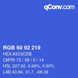 カラーコード: RGB 60 92 219 | qconv.com