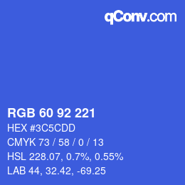 颜色代码: RGB 60 92 221 | qconv.com
