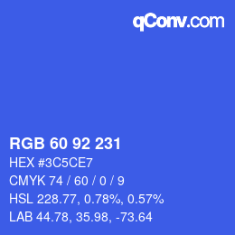 颜色代码: RGB 60 92 231 | qconv.com