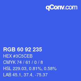 Color code: RGB 60 92 235 | qconv.com