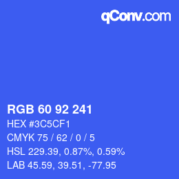 颜色代码: RGB 60 92 241 | qconv.com