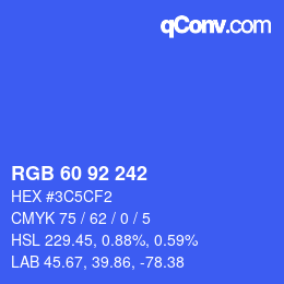 カラーコード: RGB 60 92 242 | qconv.com
