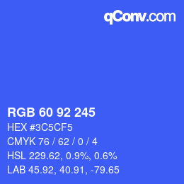 カラーコード: RGB 60 92 245 | qconv.com