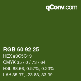 Color code: RGB 60 92 25 | qconv.com