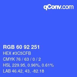 カラーコード: RGB 60 92 251 | qconv.com