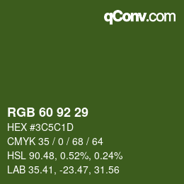 Color code: RGB 60 92 29 | qconv.com