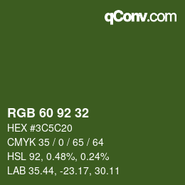 Code couleur: RGB 60 92 32 | qconv.com