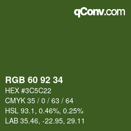 Color code: RGB 60 92 34 | qconv.com