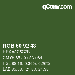 カラーコード: RGB 60 92 43 | qconv.com