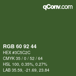 カラーコード: RGB 60 92 44 | qconv.com