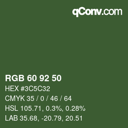 カラーコード: RGB 60 92 50 | qconv.com