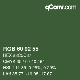 カラーコード: RGB 60 92 55 | qconv.com