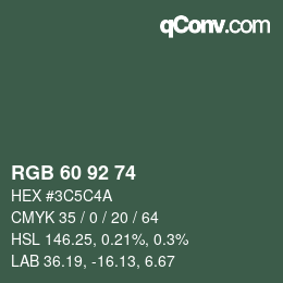 Farbcode: RGB 60 92 74 | qconv.com
