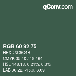 カラーコード: RGB 60 92 75 | qconv.com