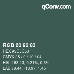 カラーコード: RGB 60 92 83 | qconv.com