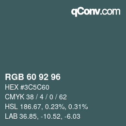 カラーコード: RGB 60 92 96 | qconv.com