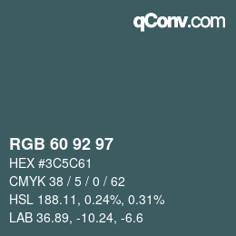 カラーコード: RGB 60 92 97 | qconv.com