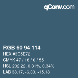 颜色代码: RGB 60 94 114 | qconv.com
