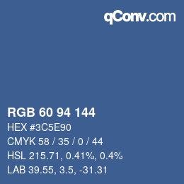 颜色代码: RGB 60 94 144 | qconv.com