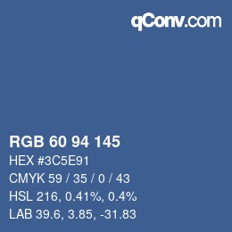 Color code: RGB 60 94 145 | qconv.com