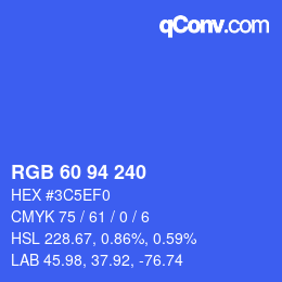 カラーコード: RGB 60 94 240 | qconv.com