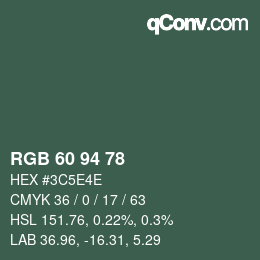 カラーコード: RGB 60 94 78 | qconv.com