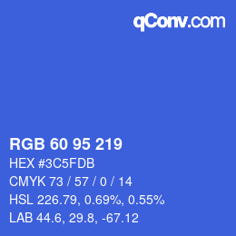 Color code: RGB 60 95 219 | qconv.com