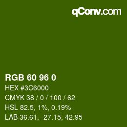 Color code: RGB 60 96 0 | qconv.com