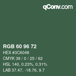 Color code: RGB 60 96 72 | qconv.com