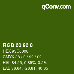 カラーコード: RGB 60 96 8 | qconv.com