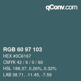 Color code: RGB 60 97 103 | qconv.com