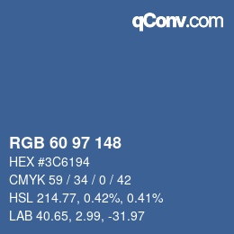 カラーコード: RGB 60 97 148 | qconv.com