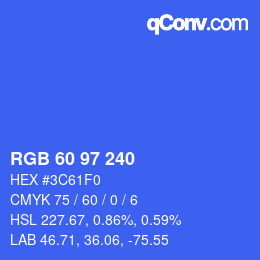 Color code: RGB 60 97 240 | qconv.com