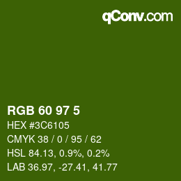 Color code: RGB 60 97 5 | qconv.com