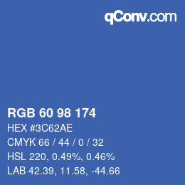 カラーコード: RGB 60 98 174 | qconv.com