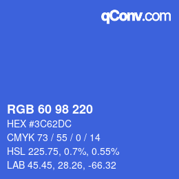 カラーコード: RGB 60 98 220 | qconv.com