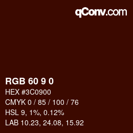 颜色代码: RGB 60 9 0 | qconv.com