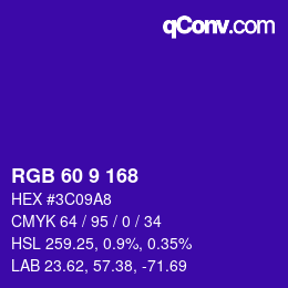 カラーコード: RGB 60 9 168 | qconv.com