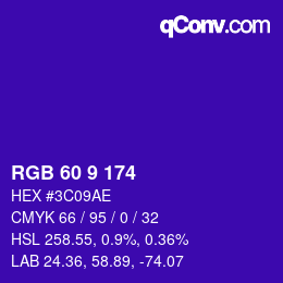 カラーコード: RGB 60 9 174 | qconv.com