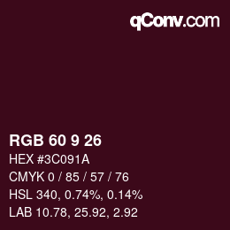 カラーコード: RGB 60 9 26 | qconv.com