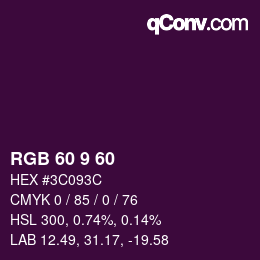 颜色代码: RGB 60 9 60 | qconv.com
