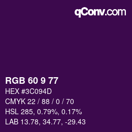 カラーコード: RGB 60 9 77 | qconv.com