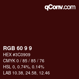 カラーコード: RGB 60 9 9 | qconv.com