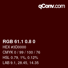 Color code: RGB 61.1 0.8 0 | qconv.com