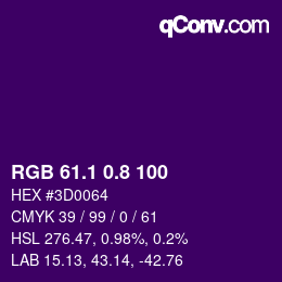 カラーコード: RGB 61.1 0.8 100 | qconv.com