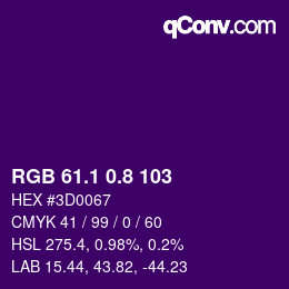 カラーコード: RGB 61.1 0.8 103 | qconv.com