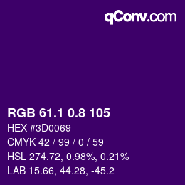 カラーコード: RGB 61.1 0.8 105 | qconv.com