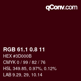 Code couleur: RGB 61.1 0.8 11 | qconv.com